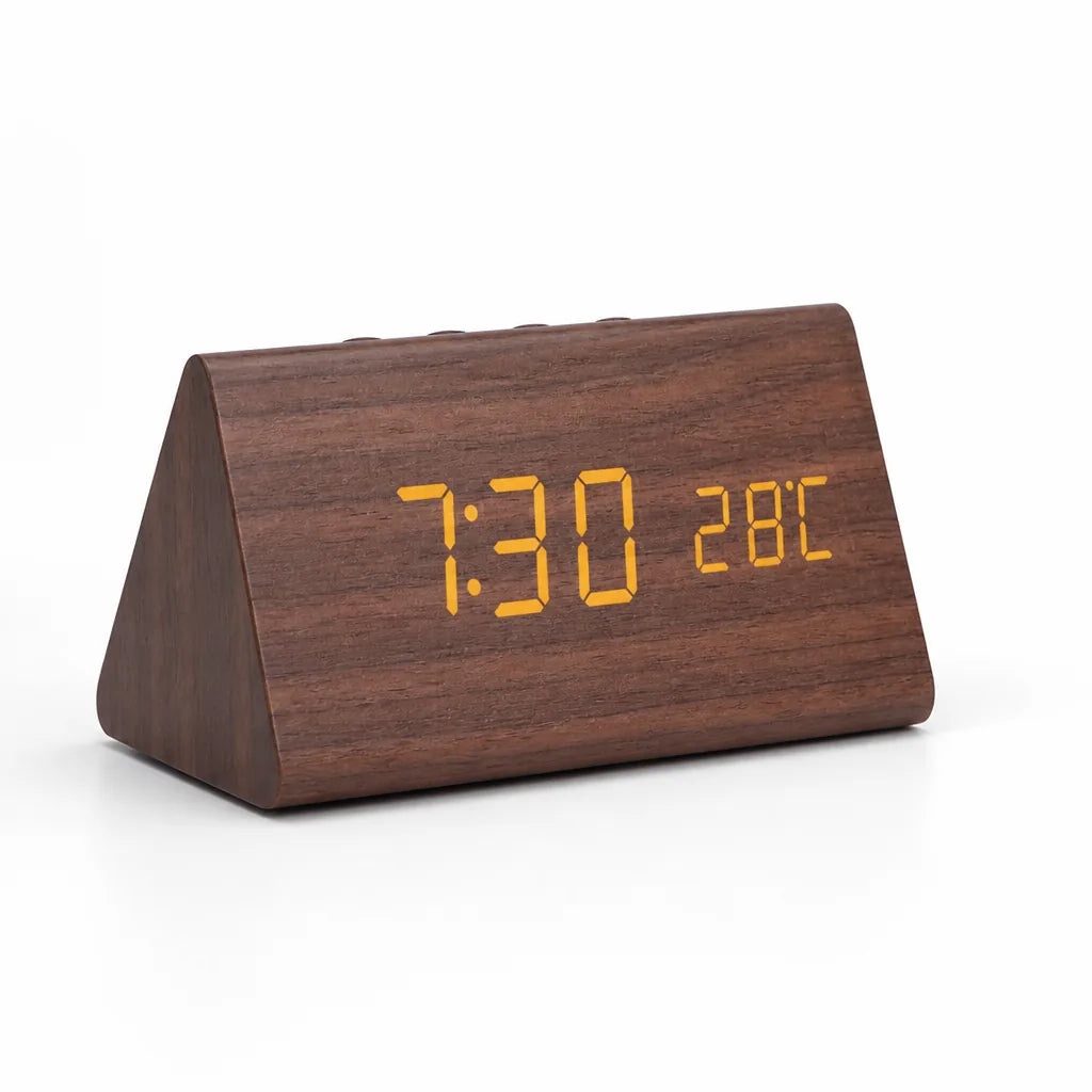 Wooden LED Voice Control Alarm Clock