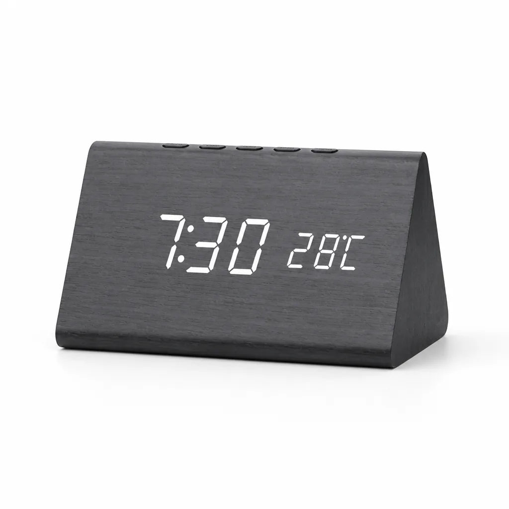 Wooden LED Voice Control Alarm Clock