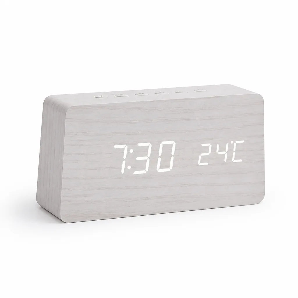 Wooden LED Voice Control Alarm Clock
