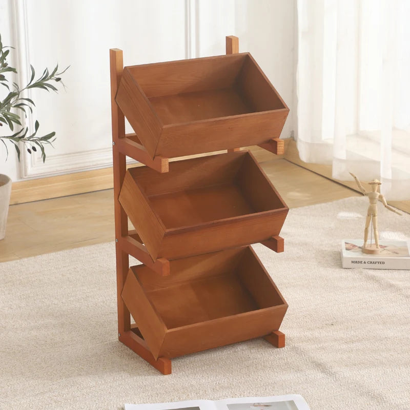 Wooden Organizer Two-Tier Solid Wood Space-Saving