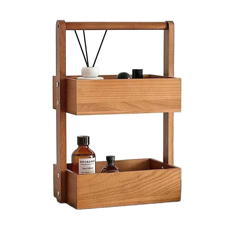 Wooden Organizer Two-Tier Solid Wood Space-Saving