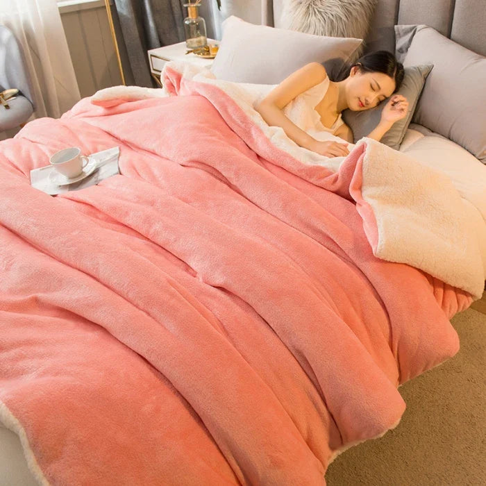 Wool Blanket Double-Sided Flannel & Cashmere Lined