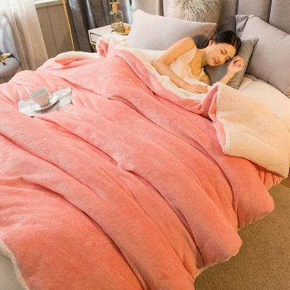 Wool Blanket Double-Sided Flannel & Cashmere Lined