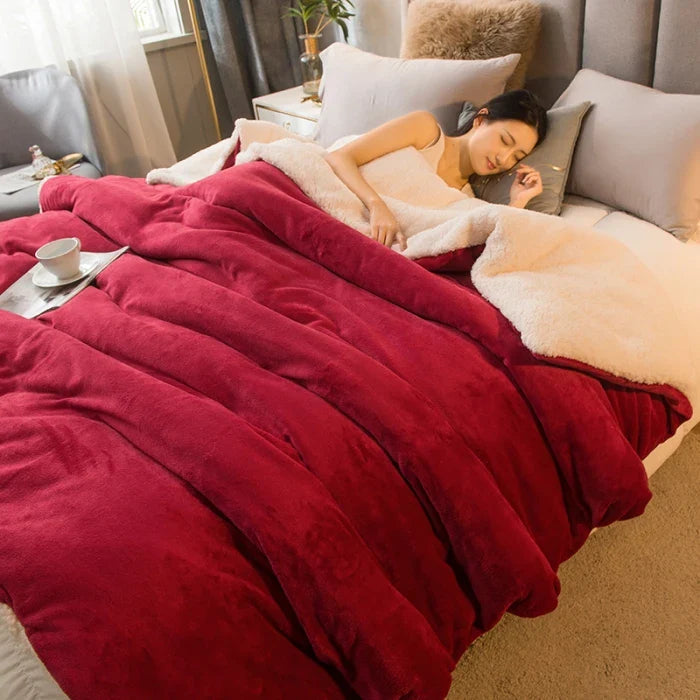 Wool Blanket Double-Sided Flannel & Cashmere Lined