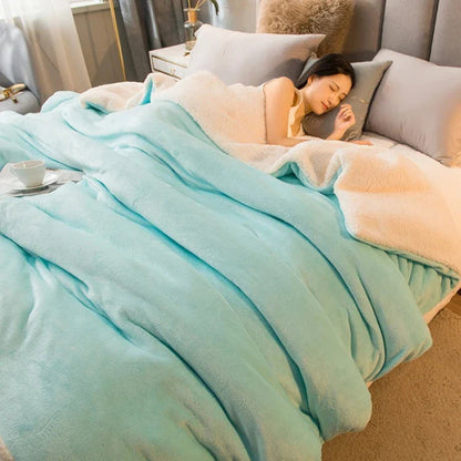 Wool Blanket Double-Sided Flannel & Cashmere Lined