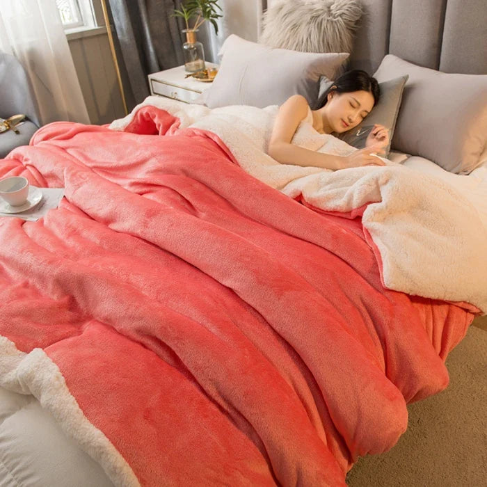 Wool Blanket Double-Sided Flannel & Cashmere Lined