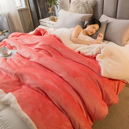 Wool Blanket Double-Sided Flannel & Cashmere Lined