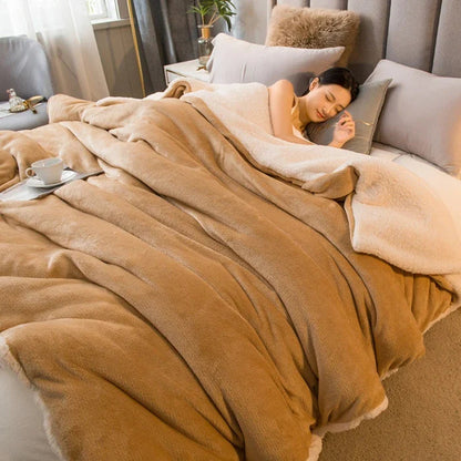 Wool Blanket Double-Sided Flannel & Cashmere Lined