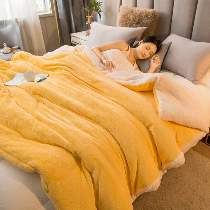 Wool Blanket Double-Sided Flannel & Cashmere Lined