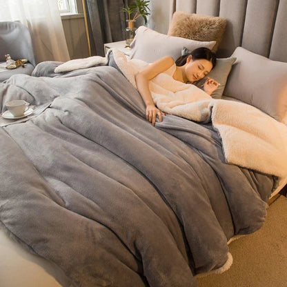 Wool Blanket Double-Sided Flannel & Cashmere Lined