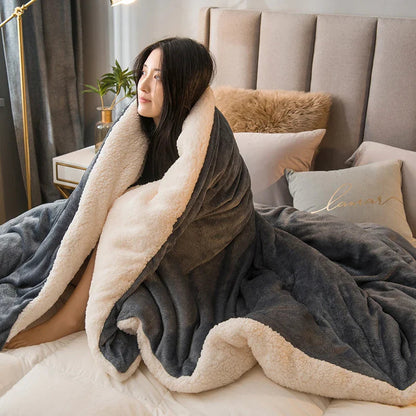 Wool Blanket Double-Sided Flannel & Cashmere Lined