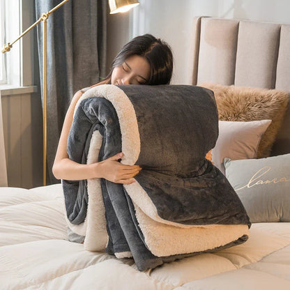 Wool Blanket Double-Sided Flannel & Cashmere Lined
