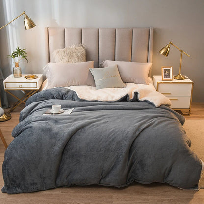 Wool Blanket Double-Sided Flannel & Cashmere Lined