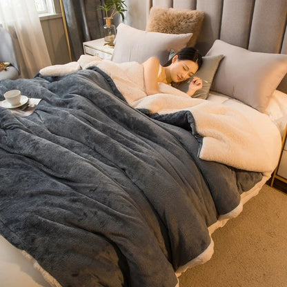Wool Blanket Double-Sided Flannel & Cashmere Lined