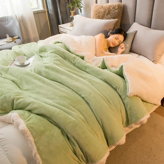 Wool Blanket Double-Sided Flannel & Cashmere Lined
