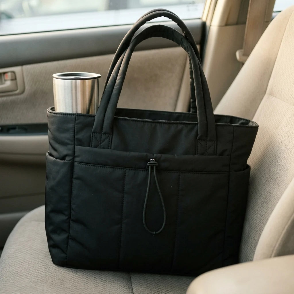 Work Tote Quilted Puffer Laptop Sleeve & Tumbler Holder