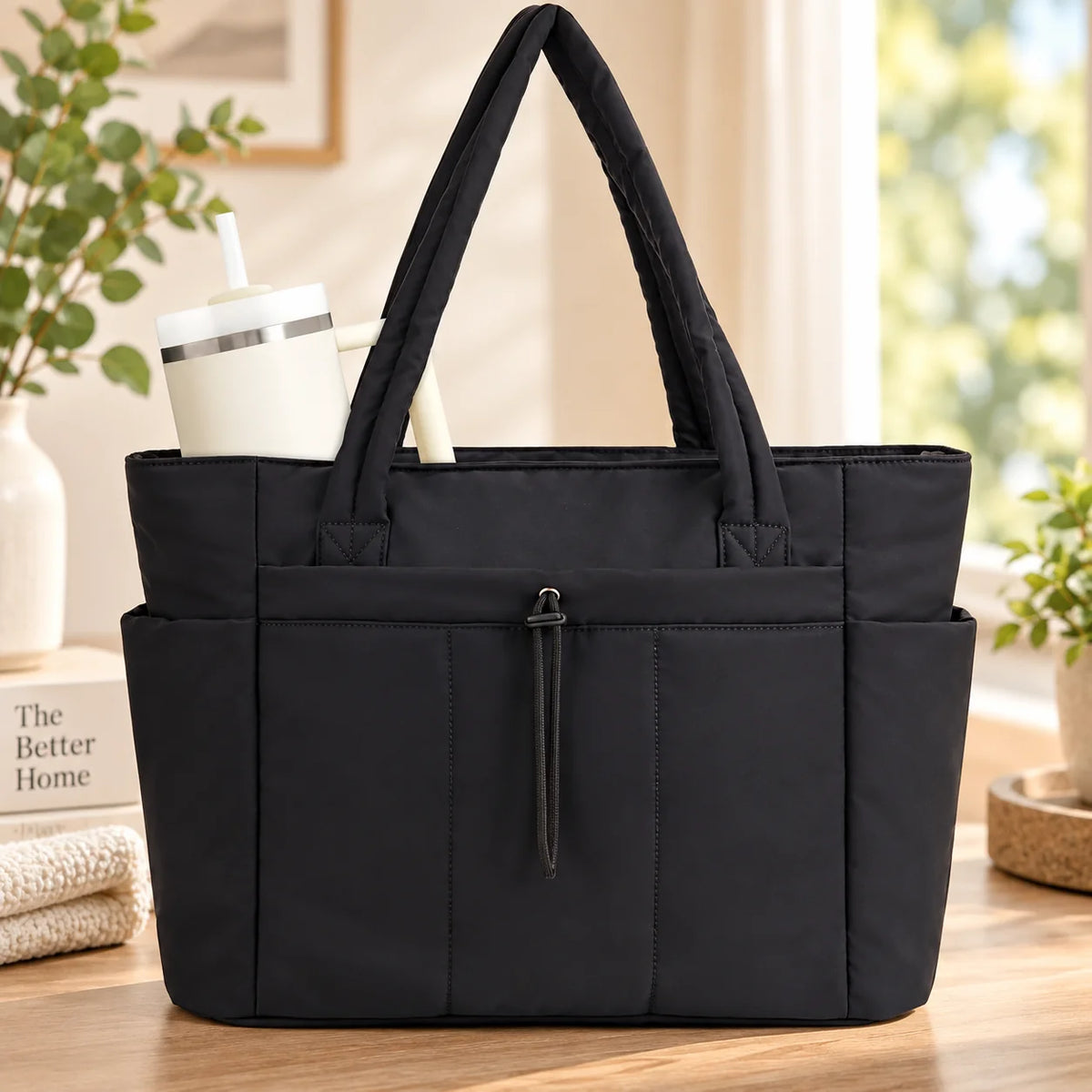 Work Tote Quilted Puffer Laptop Sleeve & Tumbler Holder