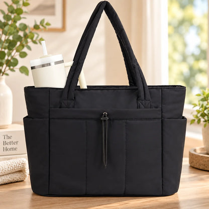 Work Tote Quilted Puffer Laptop Sleeve & Tumbler Holder