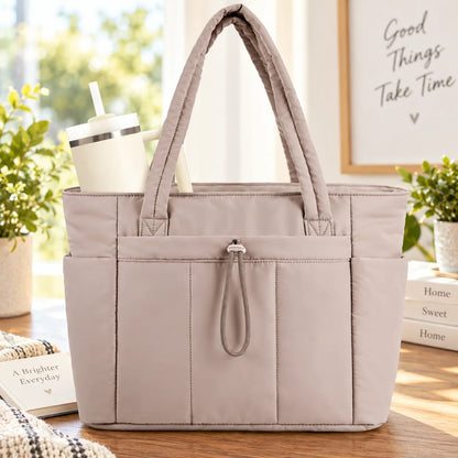 Work Tote Quilted Puffer Laptop Sleeve & Tumbler Holder