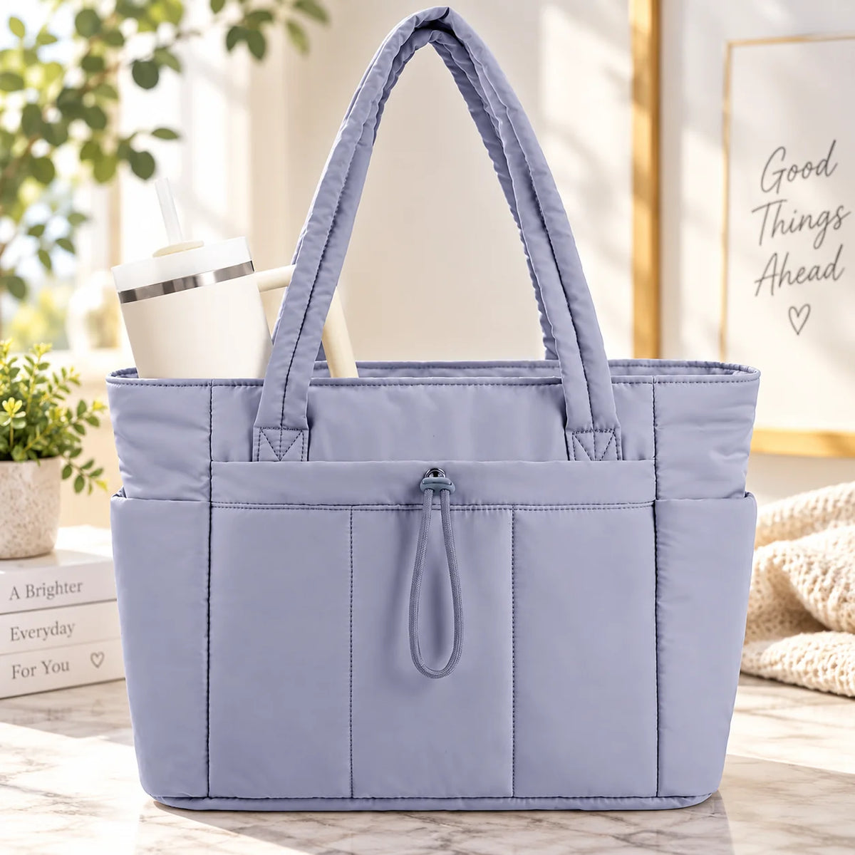 Work Tote Quilted Puffer Laptop Sleeve & Tumbler Holder