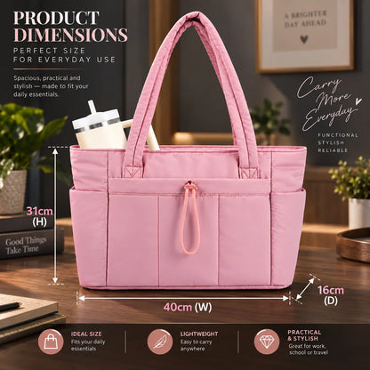 Work Tote Quilted Puffer Laptop Sleeve & Tumbler Holder