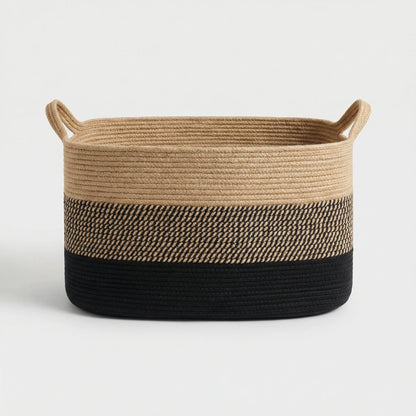Woven Storage Basket Collapsible With Handles Machine Washable