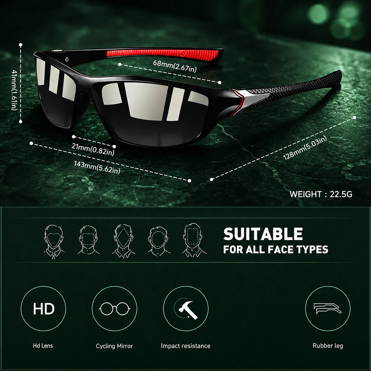 Wraparound Sunglasses Polarized Mirrored UV400