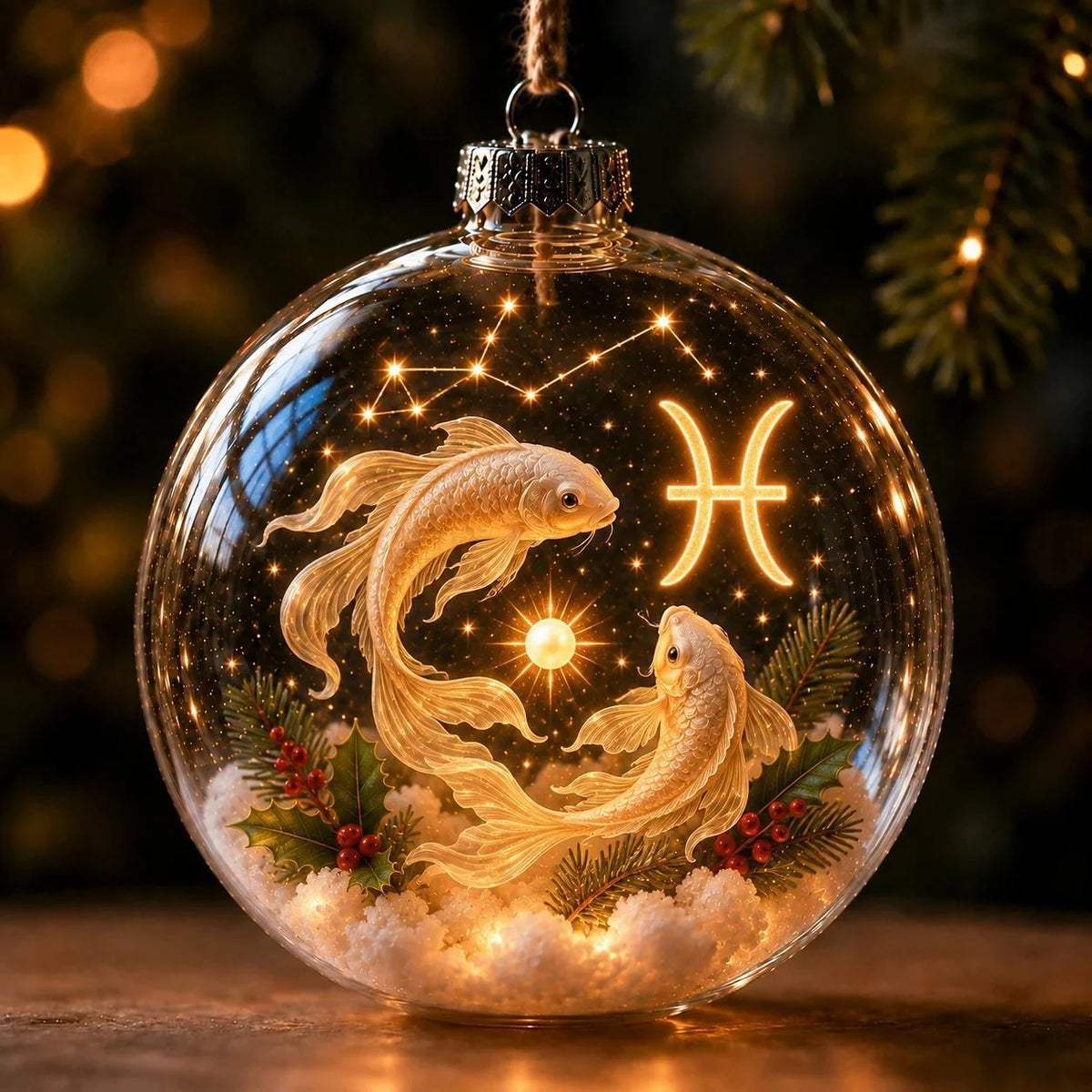 Zodiac Christmas Ornament Lighted Globe Constellation Design