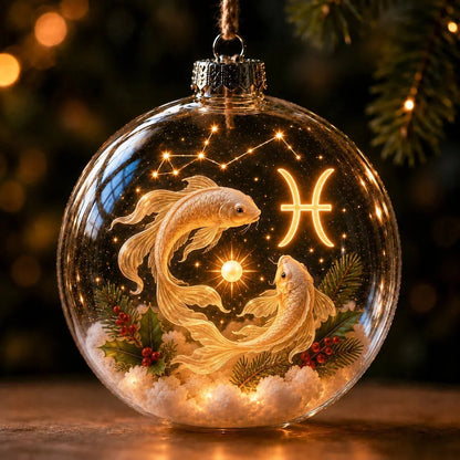 Zodiac Christmas Ornament Lighted Globe Constellation Design