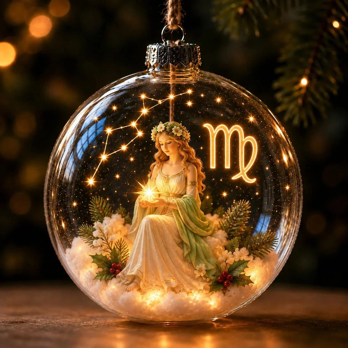 Zodiac Christmas Ornament Lighted Globe Constellation Design